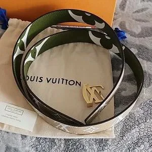 Louis VUITTON MONOGRAM GIANT BELT KHAKI BEIGE SIZE 90CM or 36US , Preowned LOUIS VUITTON Monogram Giant Canvas Khaki Beige Bum Bag main image 4